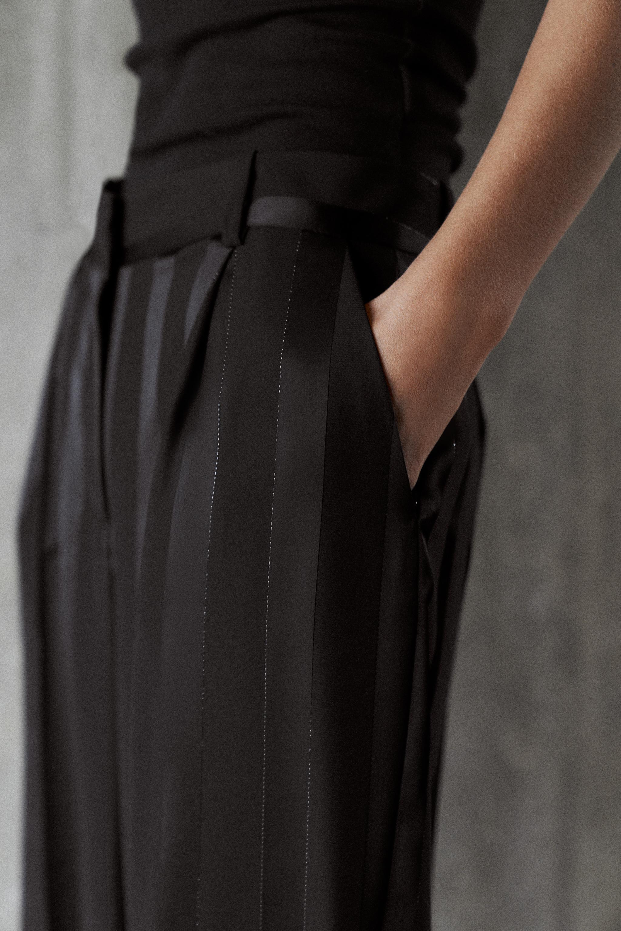 PANTALON JACQUARD RAYURES FIL MÉTALLISÉ