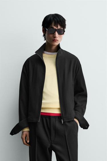 リラックスフィットテクスチャージャケットブラックZaraのリラックスフィットテクスチャージャケット - ブラック 