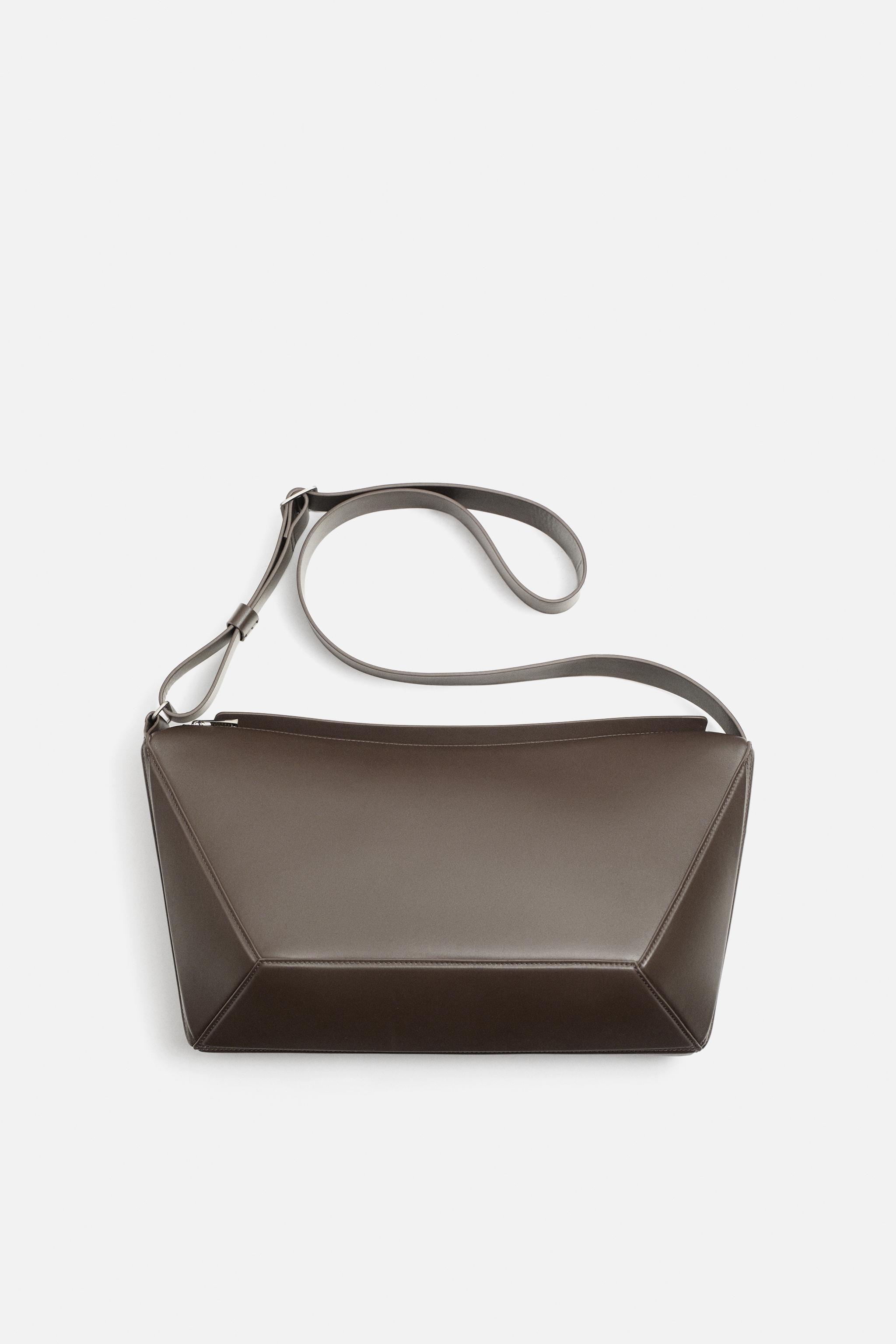 Online Zara leather messenger bag (4393)