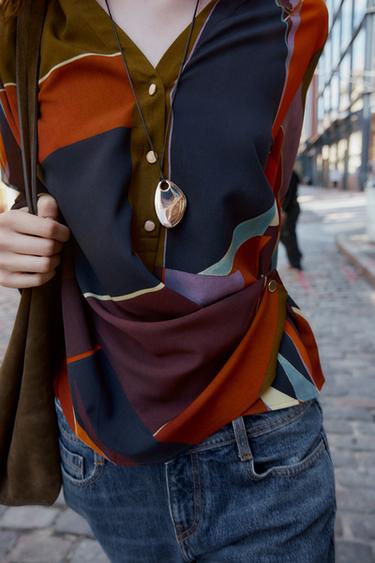 CHEMISE IMPRIMÉE CROISÉE - Multicolore de Zara - Image 3