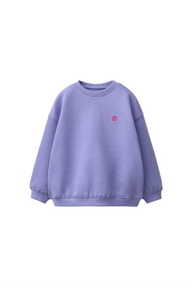 Sudadera de felpa con bordado de margarita