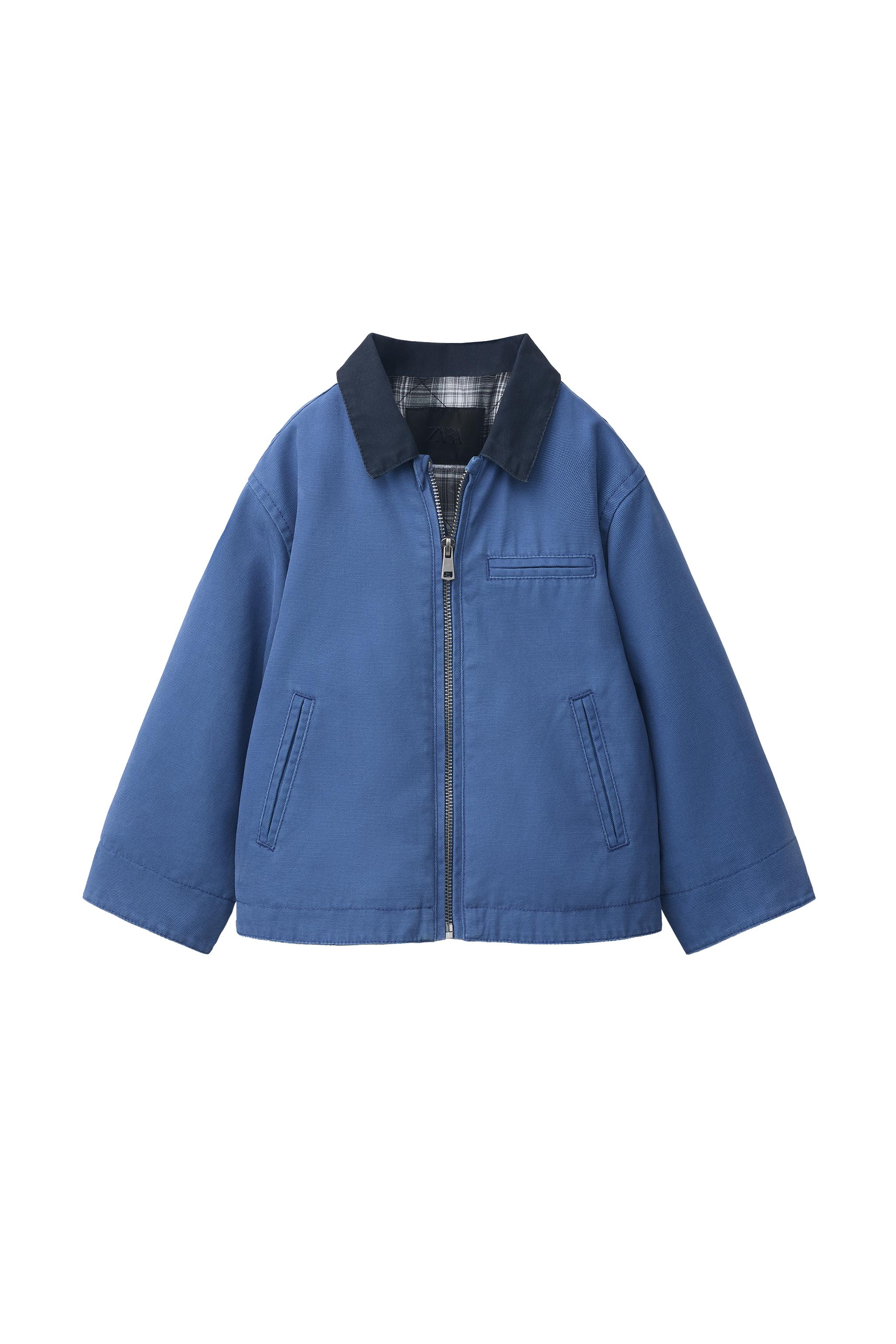 コントラストカラー付きジャケット - 濃青 | ZARA Japan / 日本