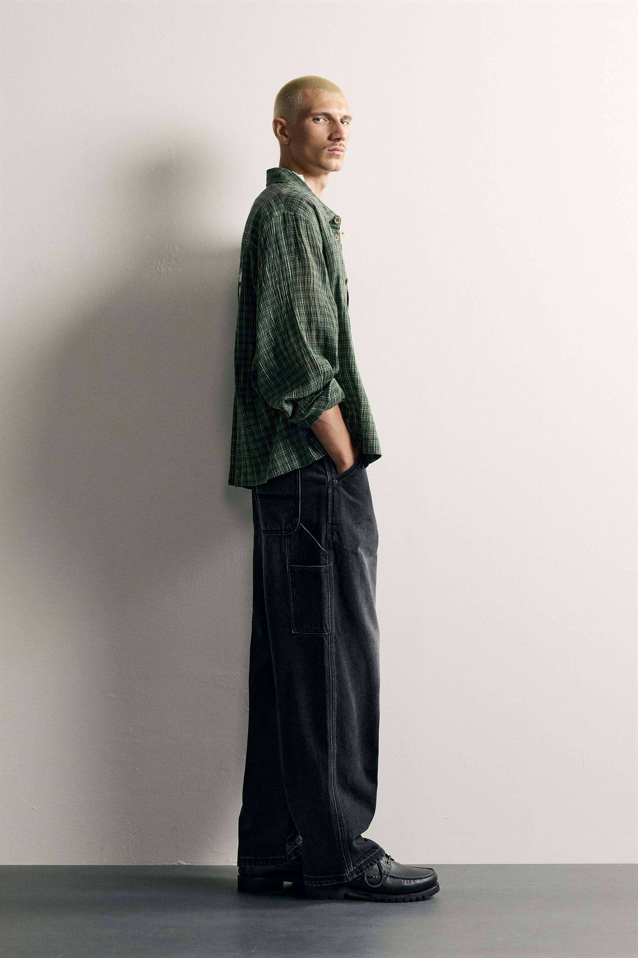 CONTRAST EMBROIDERY PLAID SHIRT
