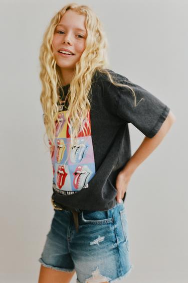 CAMISETA EFECTO LAVADO ROLLING STONES © - Antracita oscuro de Zara