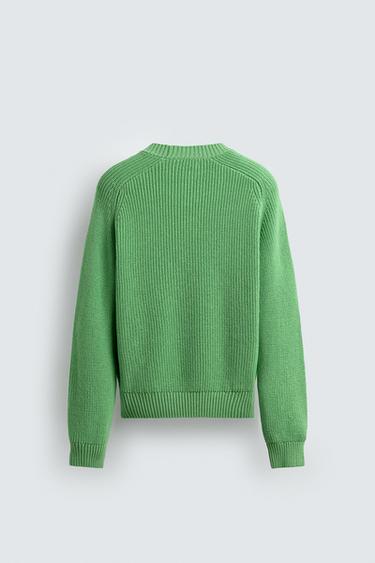 COTTON-CASHMERE TEXTURED SWEATER - Green by Zara - Image 7