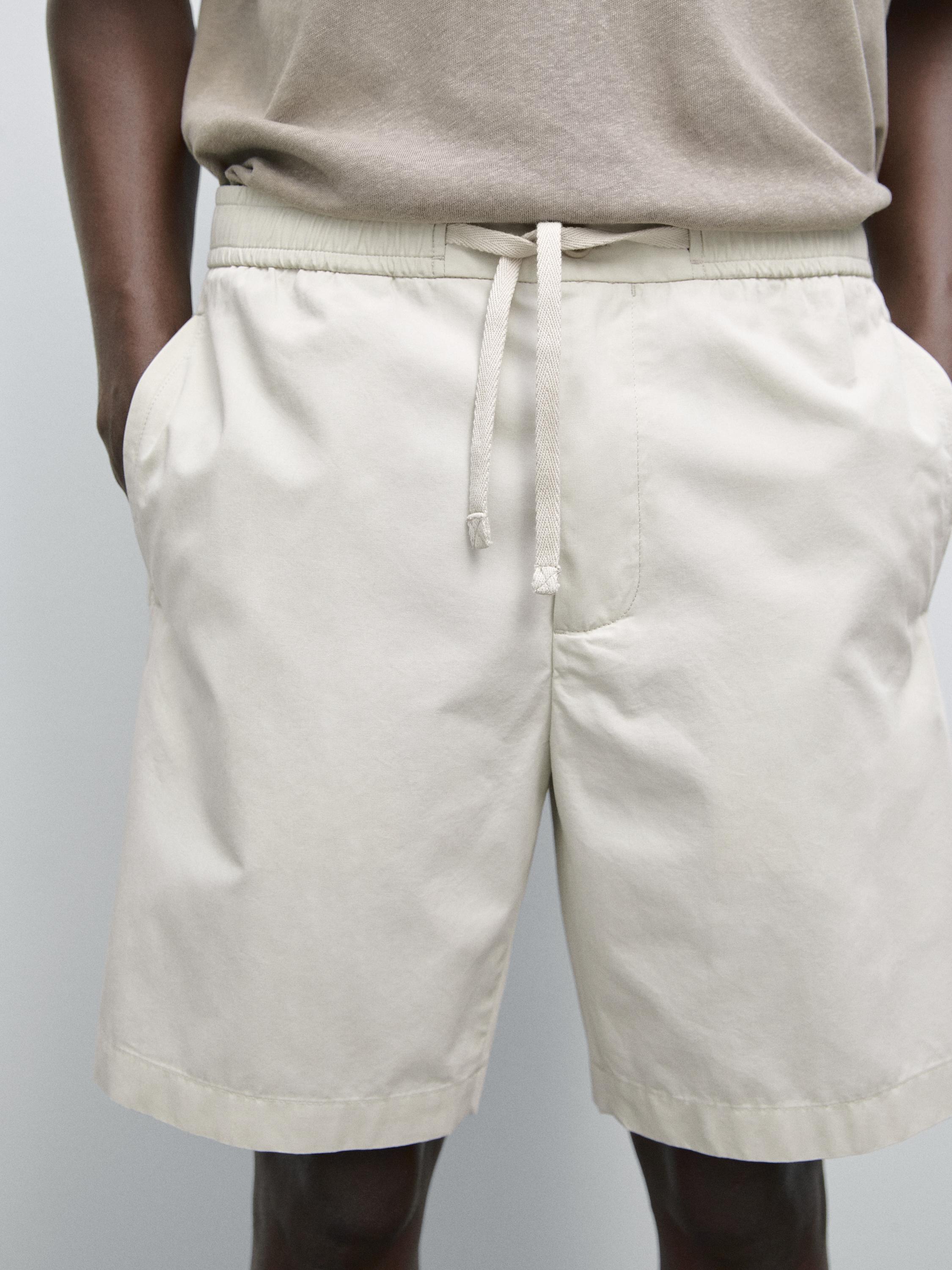 Jogger-fit poplin Bermuda shorts