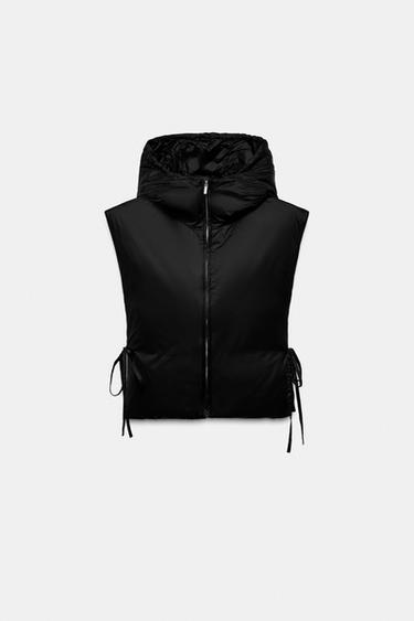 CHALECO PLUMA PLUMÓN LAZADAS - Negro de Zara