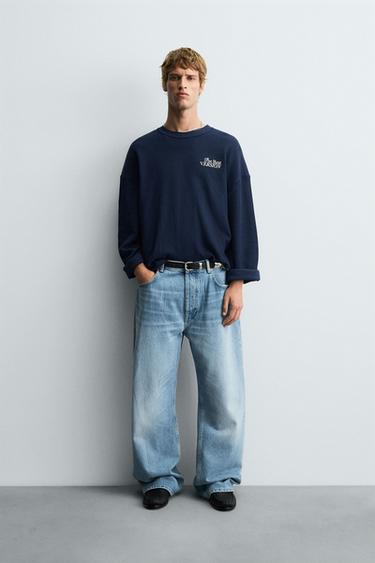 Zaras SWEATSHIRT MED TEXTSTRUKTUR - Tonad blå