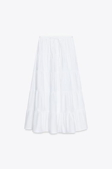 PANELLED LONG SKIRT - Oyster-white by Zara