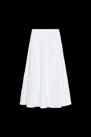 PANELLED LONG SKIRT - Oyster-white by Zara
