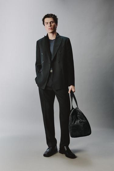 DOUBLE-BREASTED WOOL BLEND SUIT BLAZER - Dark green by Zara - Image 0