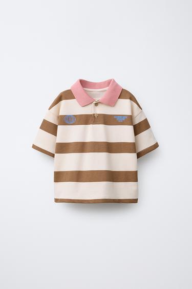 POLO RAYAS - Marrón / Crudo de Zara
