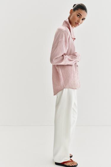 STRIPED HIGH NECK SHIRT - Pink by Zara - Image 4