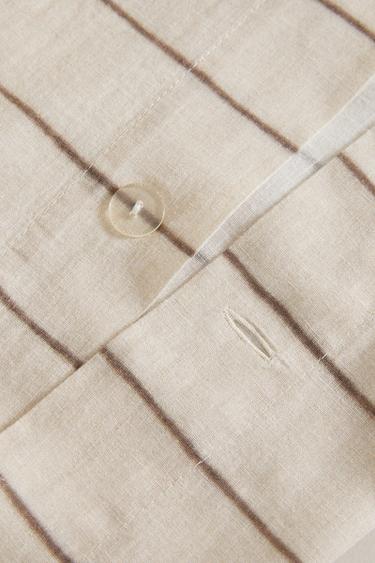 COPRIPIUMINO IN COTONE E LINO A RIGHE - Beige chiaro di Zara