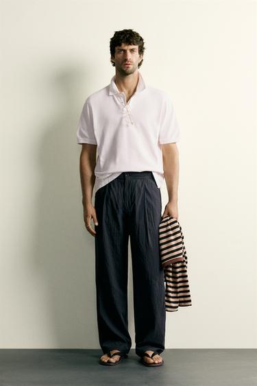 SEERSUCKER-HOSE IM STRAIGHT-FIT - Marineblau von Zara