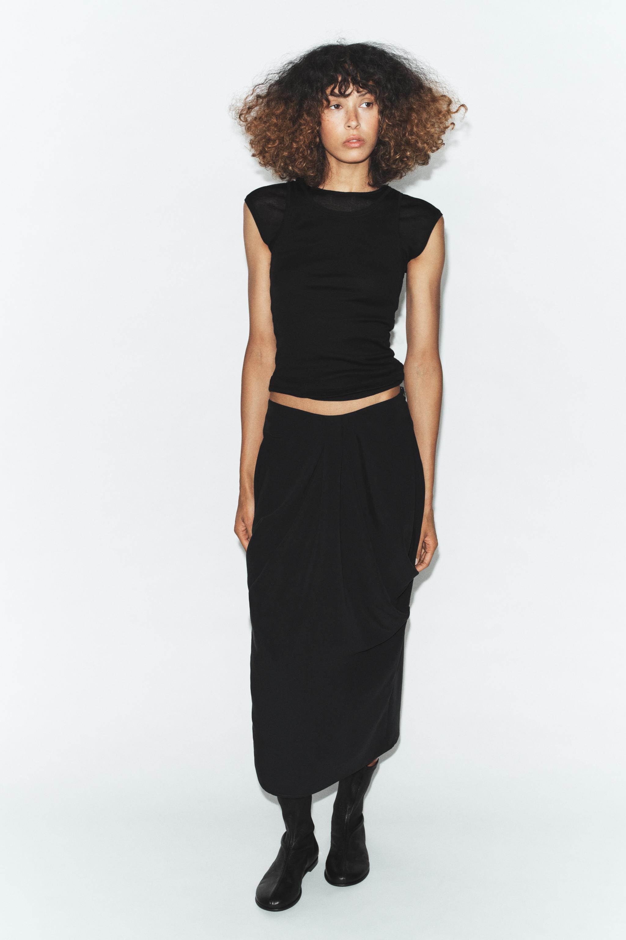 PLEATED MIDI SKIRT - Black | ZARA United States