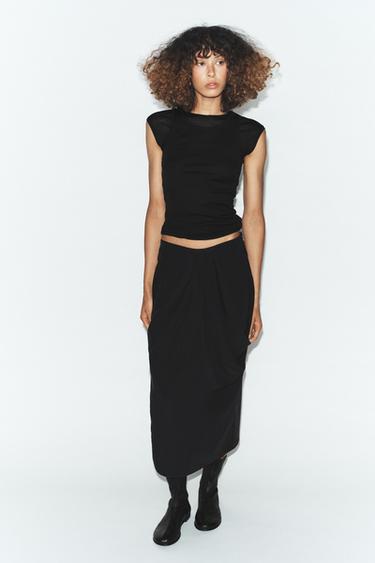 FALDA MIDI PLIEGUES - Negro de Zara - Imagen 0