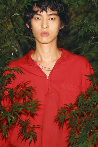 RELAXED FIT TEXTURED POLO SHIRT - Red by Zara