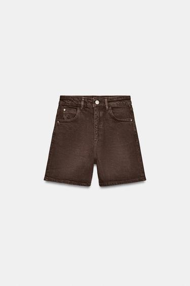 Zara Z1975 MOM FIT SHORTS - Brown