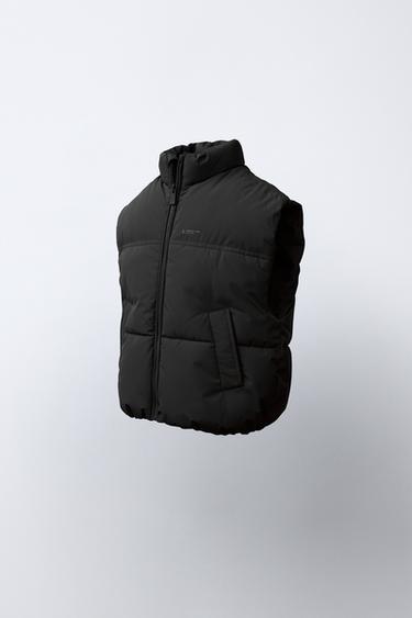Zara 防潑水絎縫背心 - 黑色