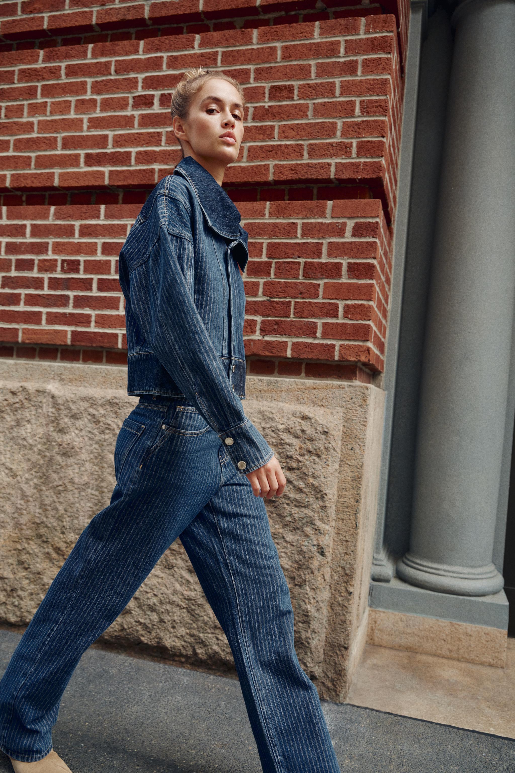 Zara Z1975 ÇİZGİLİ DENIM CEKET görsel 4