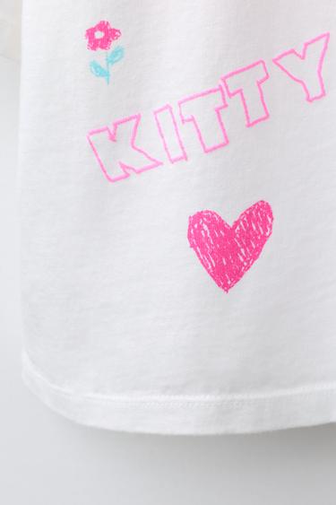 T-SHIRT BRODERIES HELLO KITTY © SANRIO - Blanc de Zara - Image 3