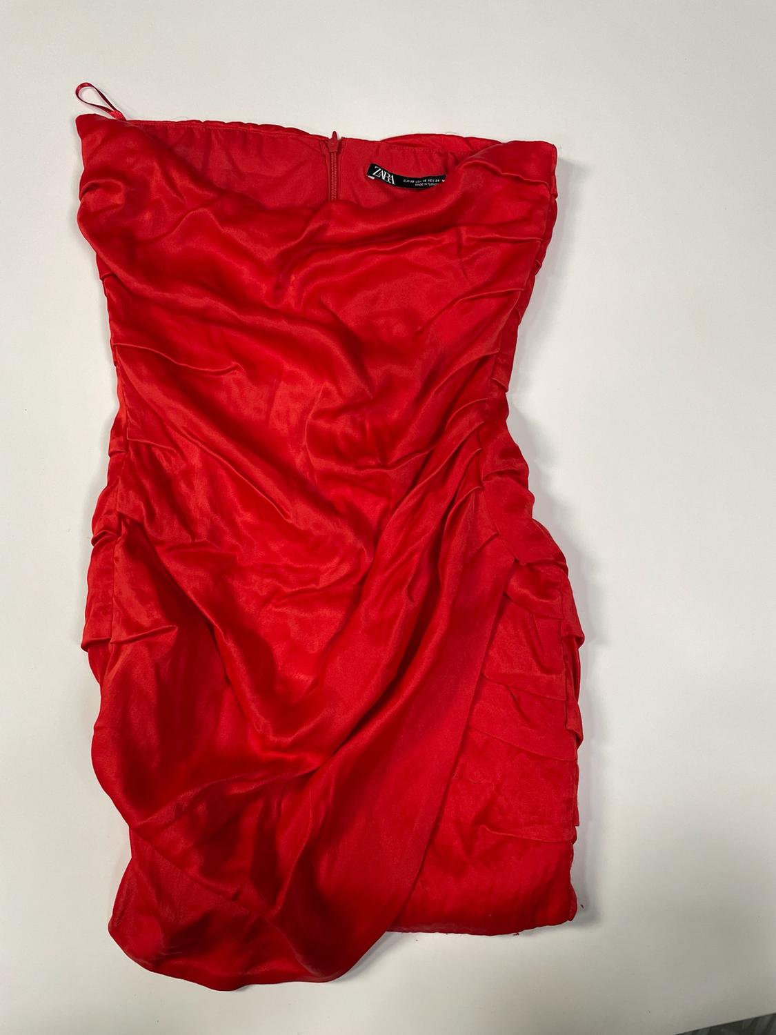 SATIN-FINISH DRESS WITH DRAPED DETAIL - Image 3