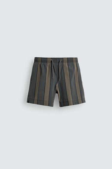 ثوب سباحة متوسط الخطوط - رمادي الخاص بـ Zara