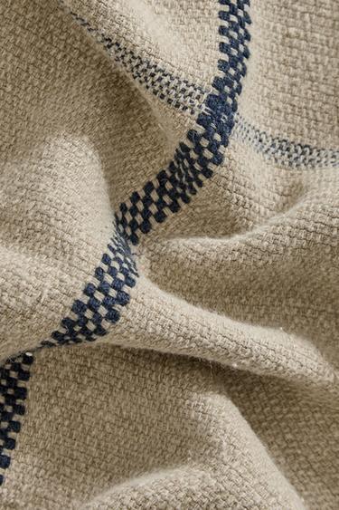 Zaras RANDIG LINNEFILT - Ljust beige