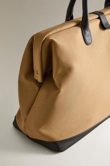 COTTON TRAVEL BAG WITH BUTTON - Beige by Zara - Image 2