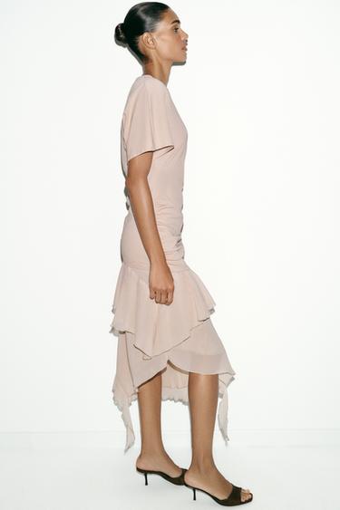 ROBE BIMATIÈRE À VOLANTS - rose poudré de Zara - Image 4