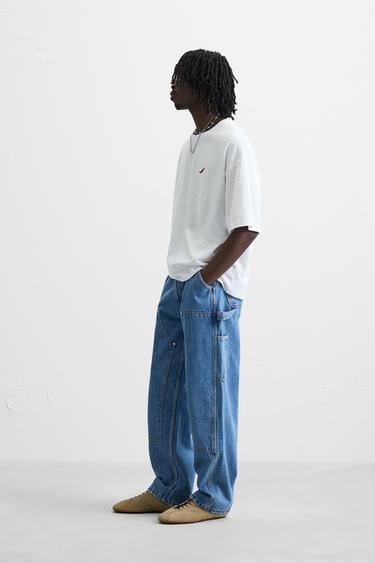 T-SHIRT IMPRIMÉ EN MATIÈRES VARIÉES - Blanc cassé de Zara - Image 3