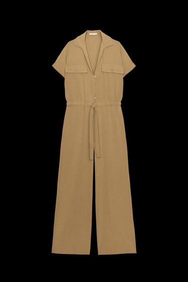 MONO FLUIDO BOLSILLOS - Khaki de Zara - Imagen 0