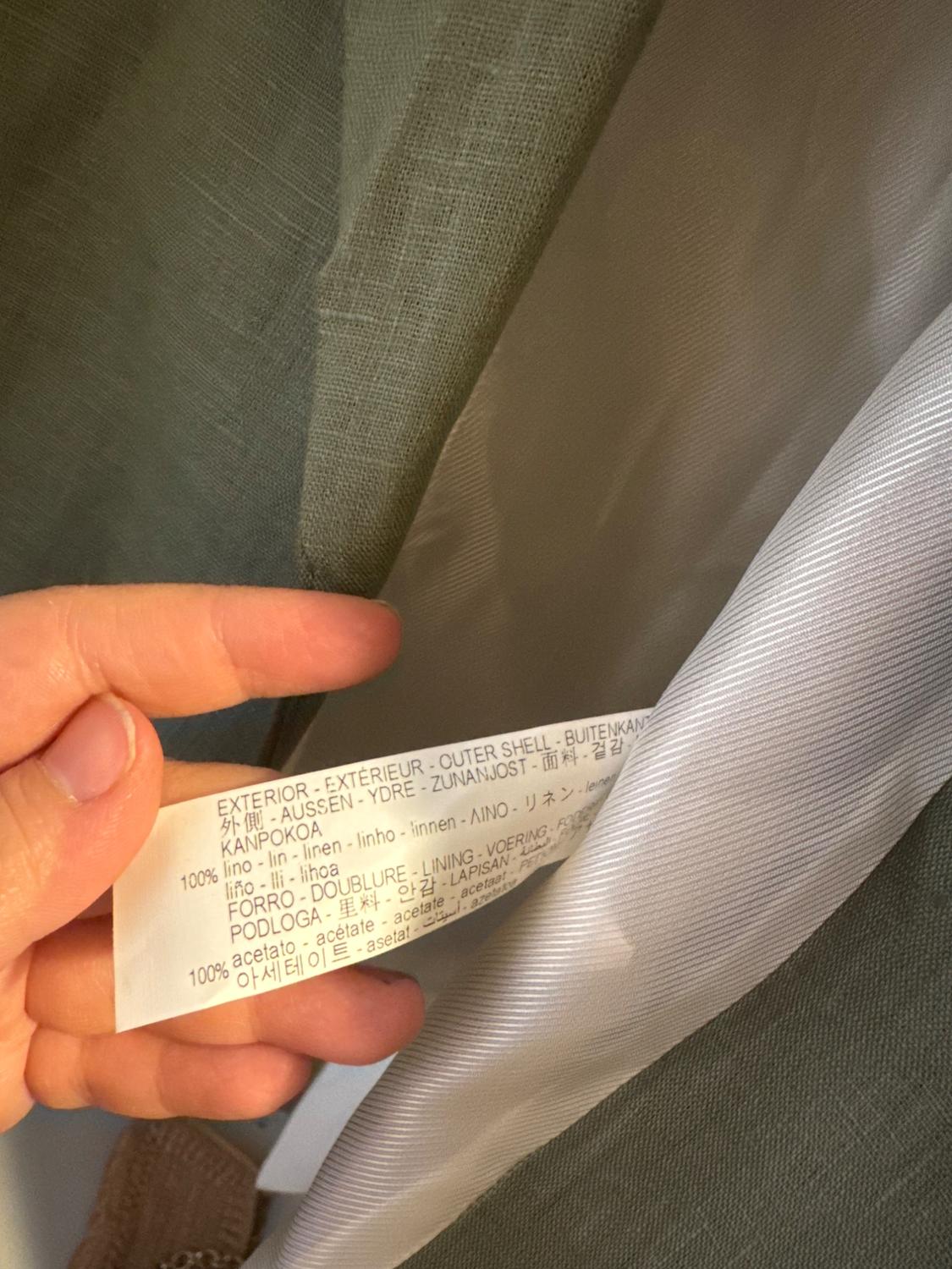 KHAKI 100 LINEN BLAZER WITH LINING INSIDE WITH PRINTED CUFFS - Image 4
