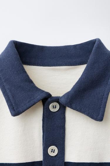 POLO À RAYURES AVEC ÉTIQUETTE - Écru / Rouge de Zara - Image 2