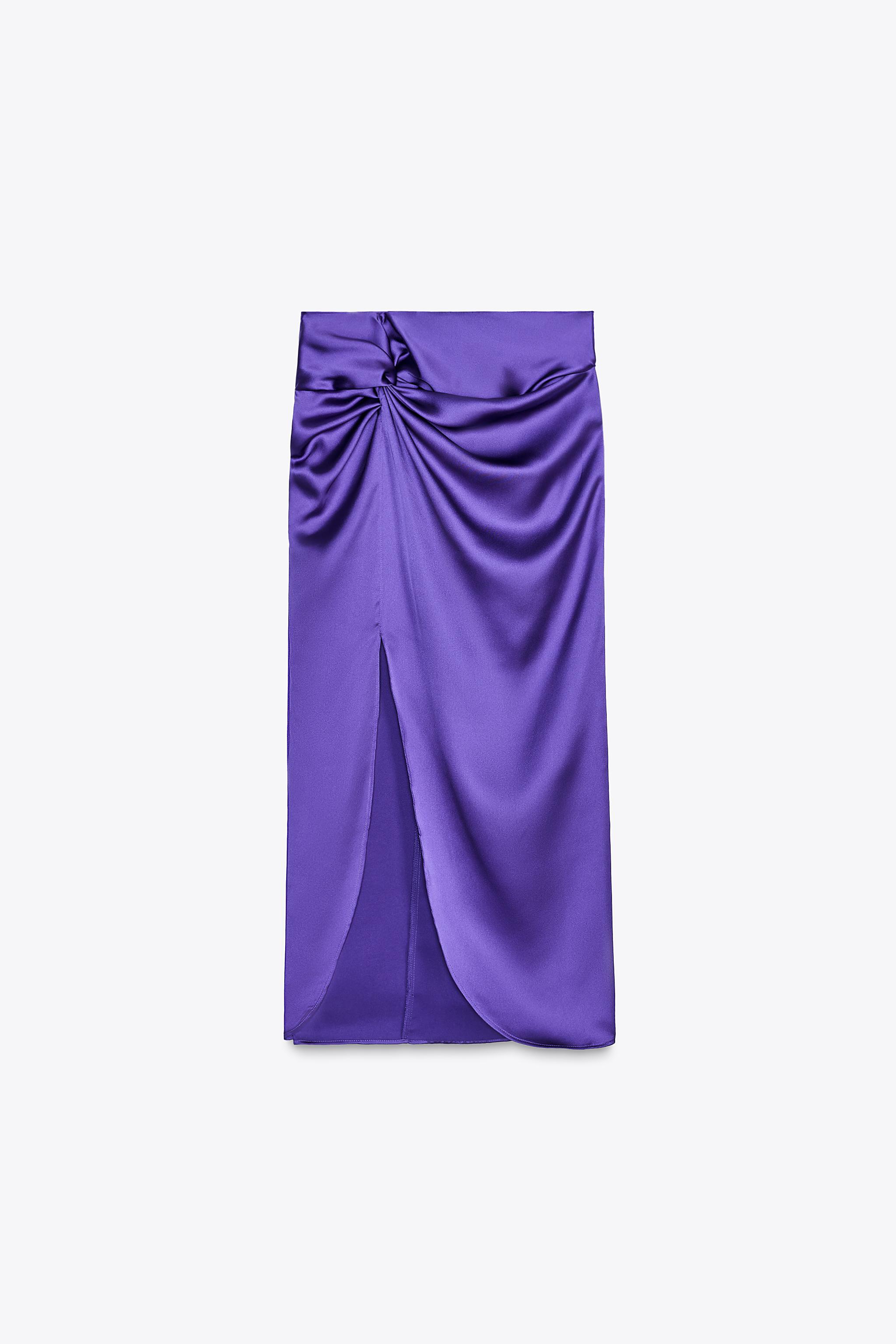 KNOTTED SATIN EFFECT MIDI SKIRT