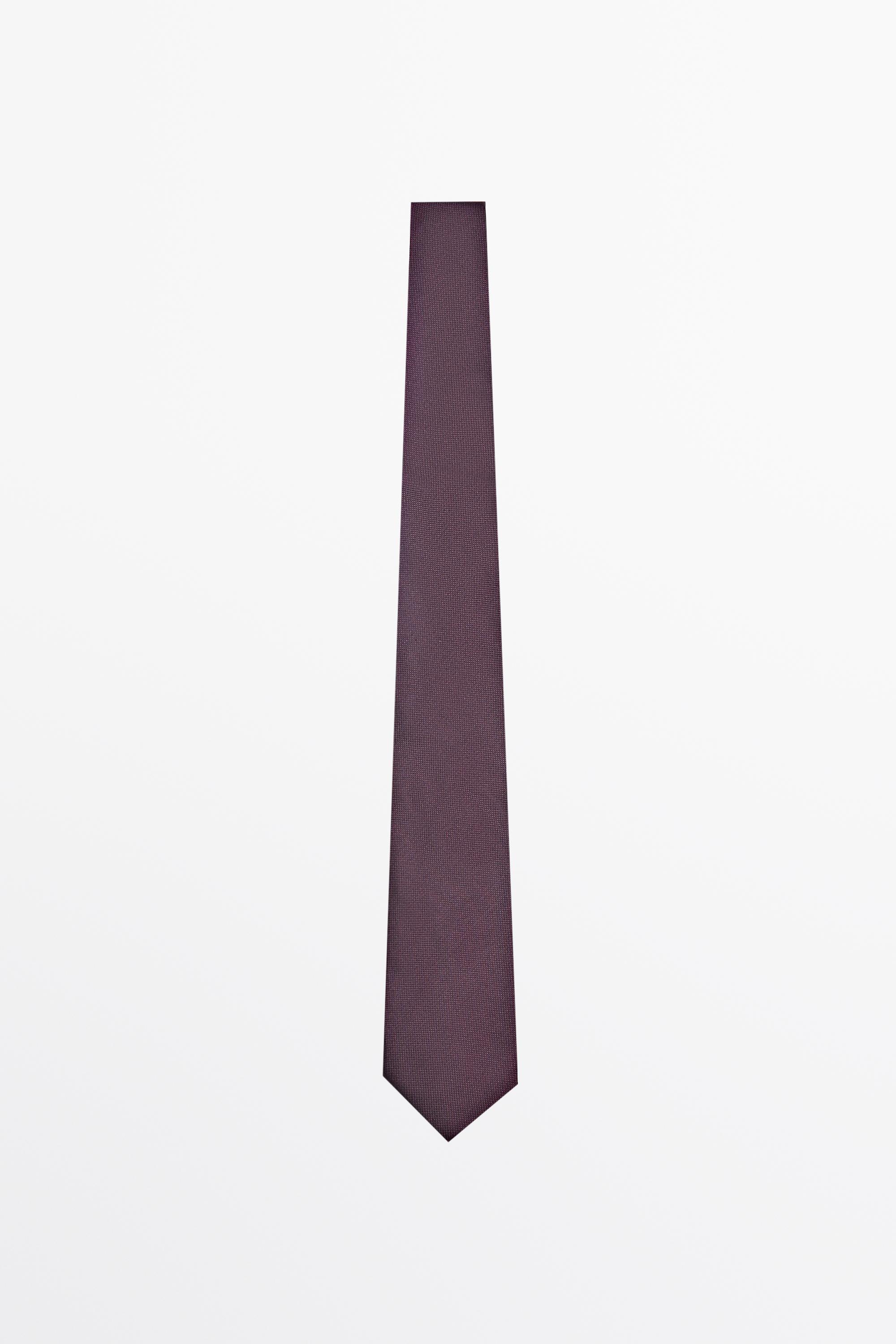 100% silk textured tie — white