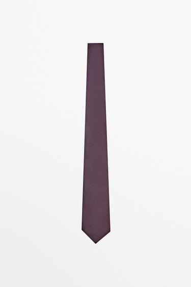Zara 100% silk textured tie - white - Image 0