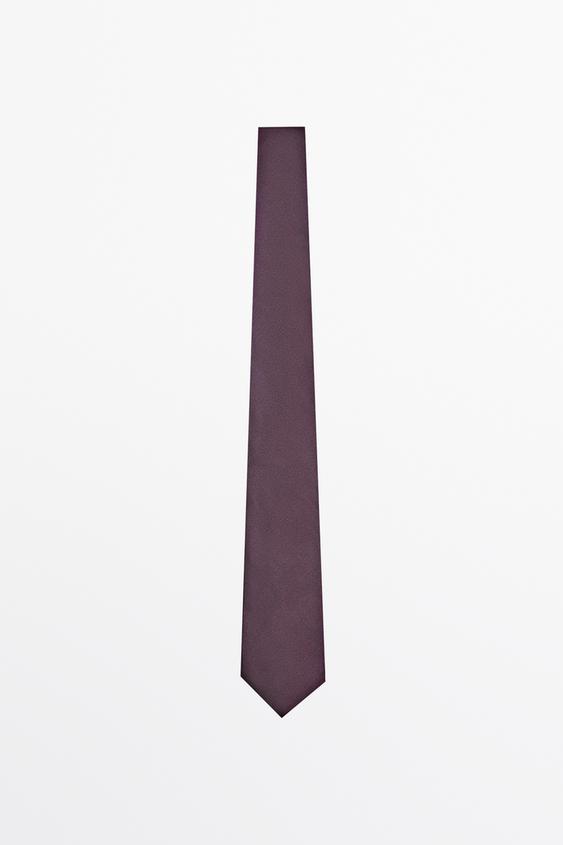 Zara 100% silk textured tie - white - Image 0