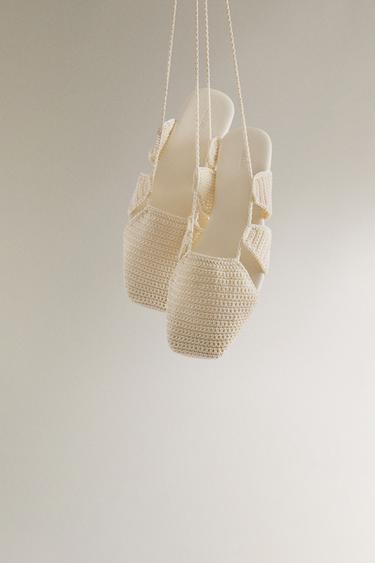 CROCHET SANDALS WITH ANKLE STRAPS - White by Zara - Image 1