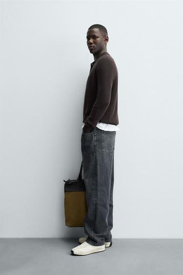PURL KNIT POLO SHIRT - Chocolate by Zara - Image 3