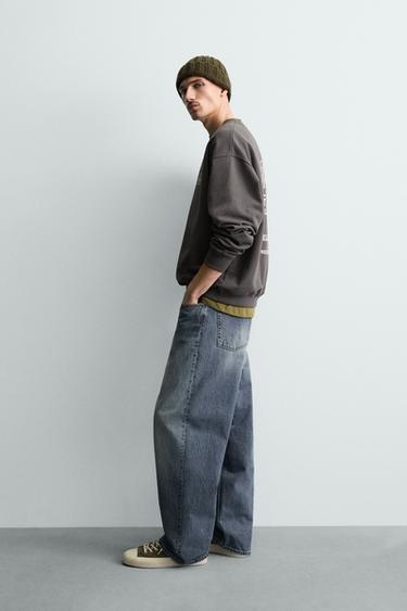 SWEAT COL ROND IMPRIMÉ - Gris anthracite de Zara - Image 3