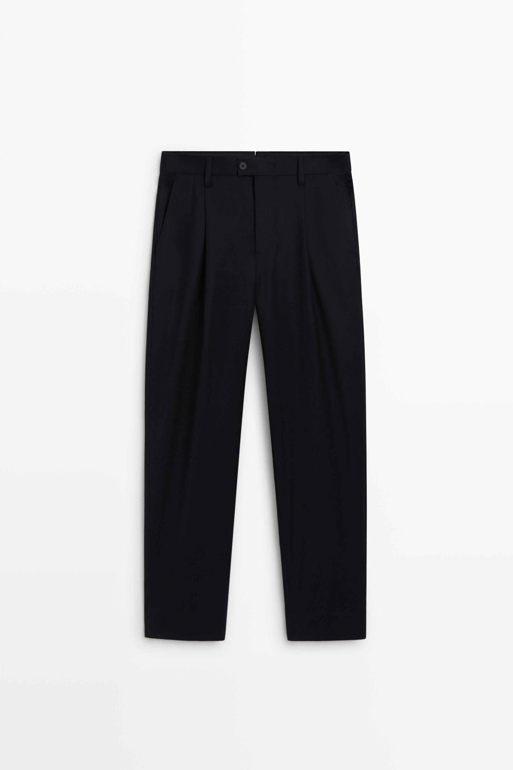 Pantalon tailleur à pinces en flanelle