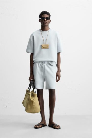 TECHNICAL INTERLOCK BERMUDA SHORTS - dusty blue by Zara