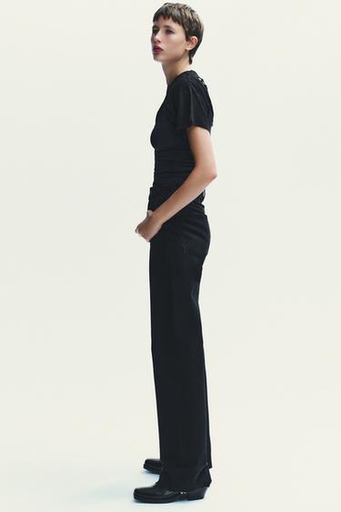 TRF HIGH-WAIST WIDE-LEG JEANS - Black by Zara - Image 3