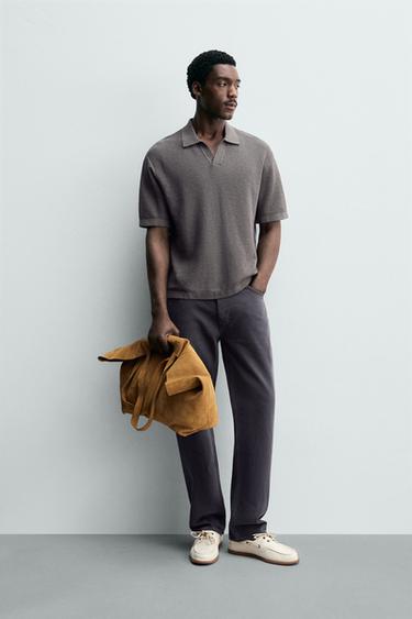 POLO PUNTO RELAXED FIT - Gris de Zara