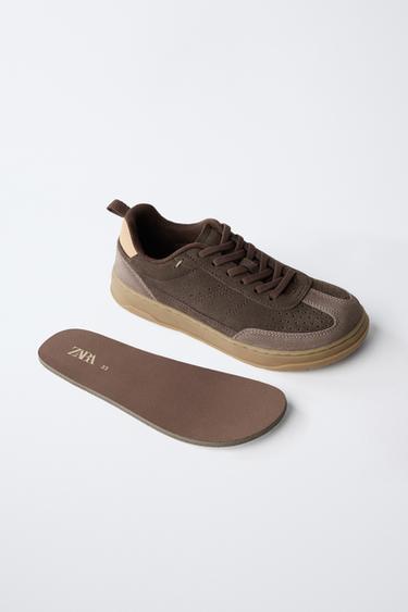TENNIS OU BASKET EN CUIR BAREFOOT - Marron de Zara - Image 3