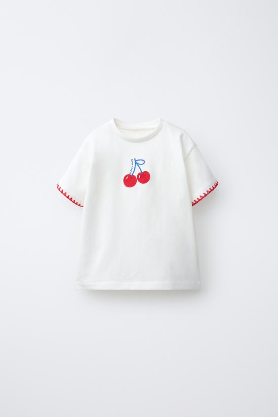 CAMISETA BORDADO - Blanco de Zara - Imagen 0