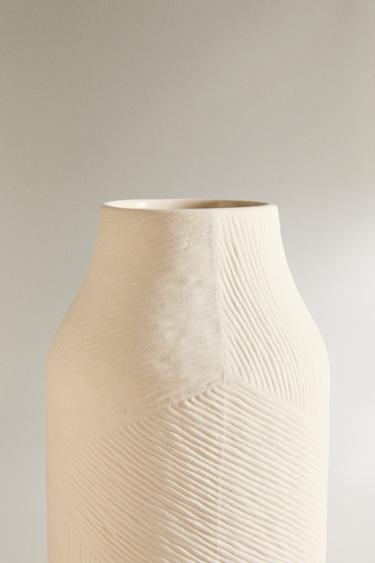 VASE CÉRAMIQUE TEXTURÉE - Blanc ivoire de Zara - Image 3