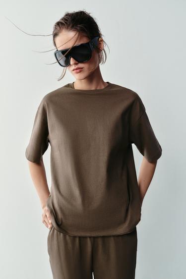ROUND NECK T-SHIRT - Mink by Zara